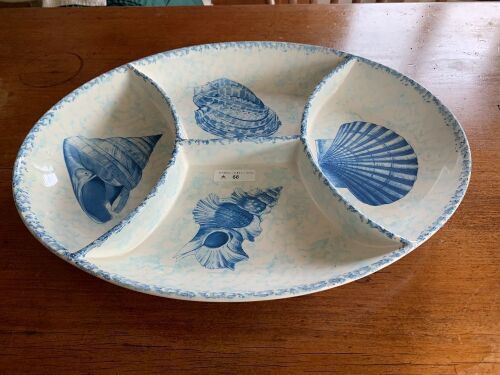 Large Blue and White Italian Seafood Sharing Bowl