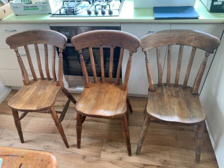 3 x Farmhouse Slat Back Kitchen Chairs