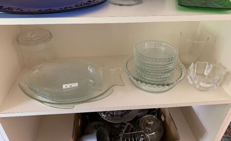 Shelf Lot of Glass Bowls and Dishes