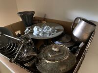 Box Lot of Silver Plated Items inc. Tea Set, Tankards, Toast Racks etc - 2