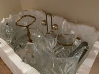 Asstd Lot of Glass and Crystal nicCruets, Ice Buckets, Wine Glasses Etc - 2