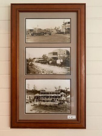 Framed Collection of 3 Old Australian Sepia Photograph Prints
