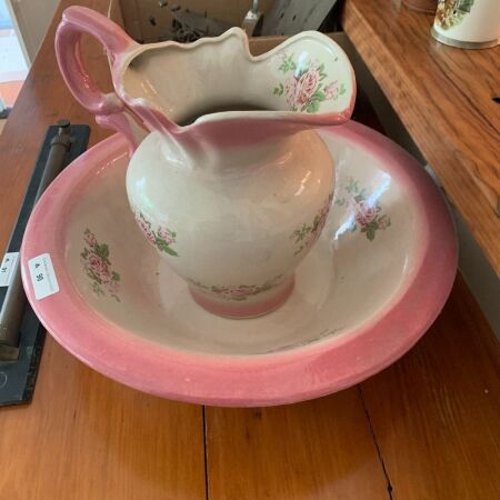 Pink Roses Vintage Style Jug and Basin Set