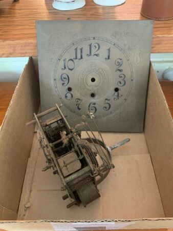 Antique Clock Parts inv. Brass Dial and Movement