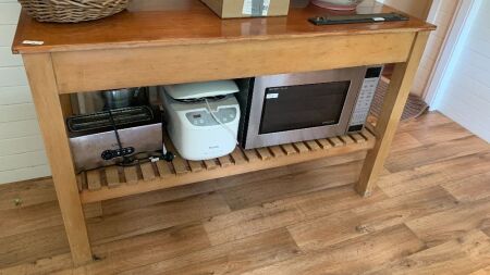 Contemporary Timber Bakers Bench with Slatted Shelf Under