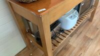 Contemporary Timber Bakers Bench with Slatted Shelf Under - 2