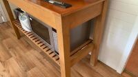 Contemporary Timber Bakers Bench with Slatted Shelf Under - 3