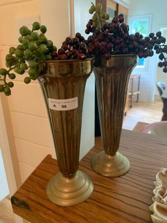 Pair of Fluted Brass Vases