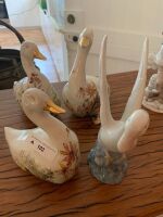 3 Handpainted Glazed Ducks Signed PAW + NAO Goose