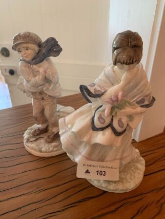 2 Coalport Figurines - The Boy + Visiting Day (As Is)