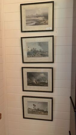4 Hand Coloured Lithographs Depicting Scenes from the Franco-Austrian War 1859