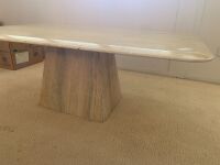 Travetine Style Pedestal Coffee Table - 2