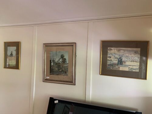 3 Framed Watercolours of Colliery/Coal Mine Pit Heads