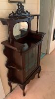 Victorian Mahogany Display Cabinet with Bevelled Mirror at Top and Leadlight Door Under - 4