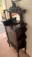 Victorian Mahogany Display Cabinet with Bevelled Mirror at Top and Leadlight Door Under - 5