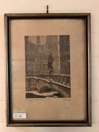 Framed Signed German Lithograph 1943