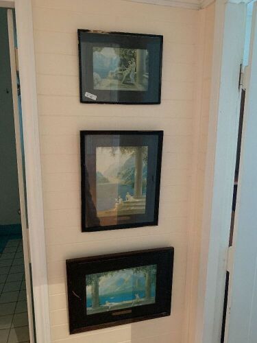 3 Vintage Framed Art Deco Prints - Frames As Is