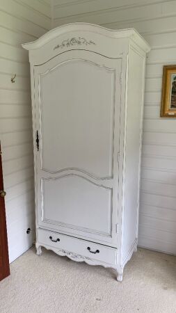 Large Contemporary Shabby French Style Single Door Single Drawer Armoire