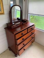 Beautiful Red Cedar Tallboy with Fixed Dressing Mirror - 2