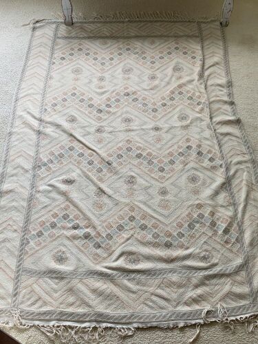 Pale Crewelwork Style Floor Rug