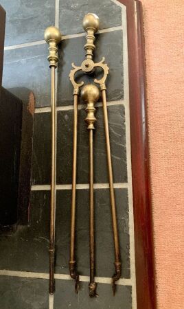 Antique Brass 3 Piece Fire Irons Set