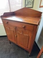 Antique Red Cedar Meat Safe with Shield Doors and Narrow Turned Legs