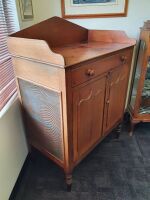 Antique Red Cedar Meat Safe with Shield Doors and Narrow Turned Legs - 3