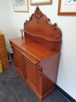 Antique Red Cedar Chiffonier with 2 Doors Below Single Drawer and Carved Back - 2