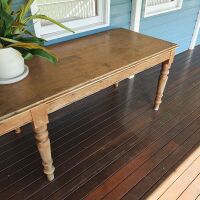 Antique 6 Leg Pine Farmhouse Table - 2