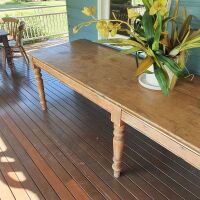 Antique 6 Leg Pine Farmhouse Table - 3