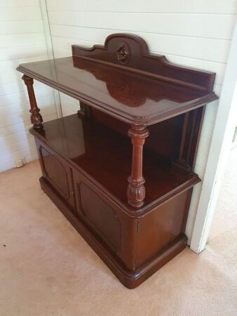 Victorian Mahogany Dumb Waiter with Beautifully Carved Columns above 2 Doors