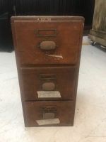 Vintage Oak 3 Drawer Timber Filing Drawers