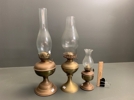 3 Asstd Spun Brass Kero Lamps