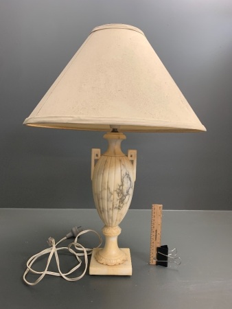 Vintage Alabaster Table Lamp and Shade in Roman Urn Style