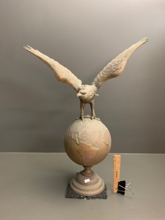 XL Brass Eagle on Globe