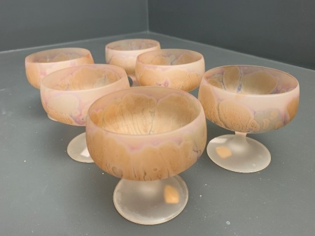 6 Hand Painted Zwiezel Crystal Dessert Bowls