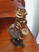 Antique Brass Carl Zeiss Jena Microscope in Original Fitted Mahogany Box with Lenses etc - 2