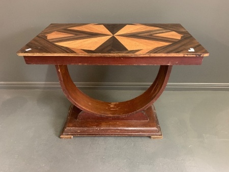 Vintage Art Deco Side/Lamp Table with Parquetry Top - Top has been Refurbished