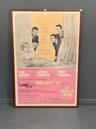 Original Vintage One Sheet 1962 Film Poster for Boys Night Out - James Garner & Kim Novak