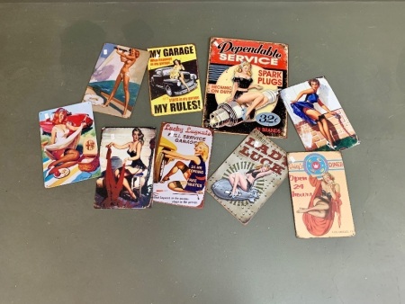 Collection of 9 Reproduction Mid 20thC USA Tin Advertising Signs