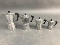 Set of 4 Vintage Graduated Pezzetti Ital Express Esspresso Pots