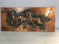 Vintage Copper Art Horses Picture