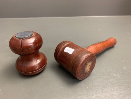 Vintage Hardwood Auctioneers Gavel & Block