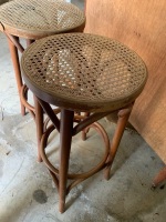 Pair of Bentwood Bar Stools with Split Cane Seats - 1 As Is - 3