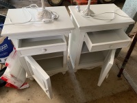 Pair of Contemporary Shabby White Bedside Cabinets - 2
