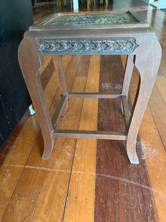 Small Vintage Carved Asian Side/Lamp Table