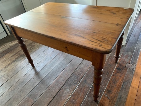 Antique Farmhouse Table with Pine Top and Red Cedar Legs