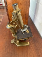 Antique Brass R & J Beck London Compound Microscope in Original Mahogany Box - As Is - 4