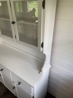 Contemporary White 3 Door 3 Drawer Hutch with 3 Glass Doors Above - 4