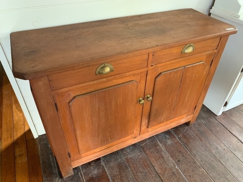 Antique 2 Door 2 Drawer Pine  Meat Safe with Shield Doors